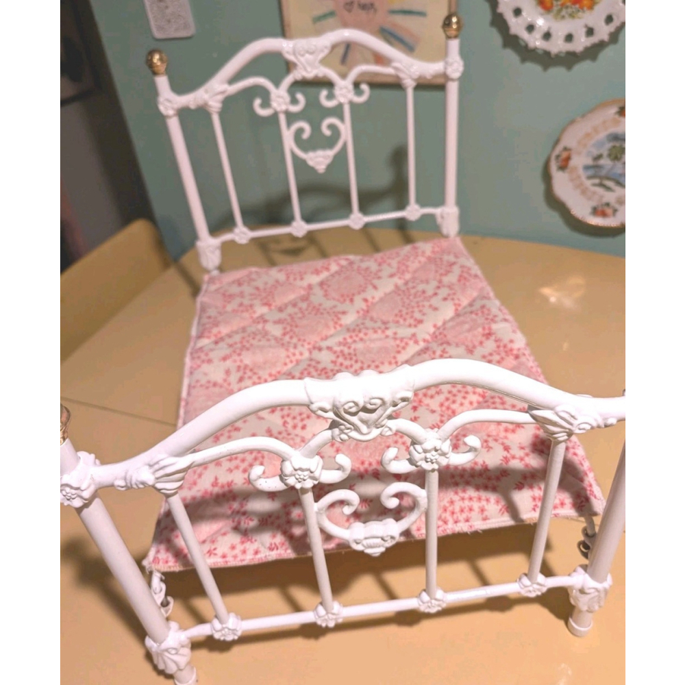 Vintage Victorian Brass Works Doll Bed Metal Doll Bed Made in Canada | 21” White